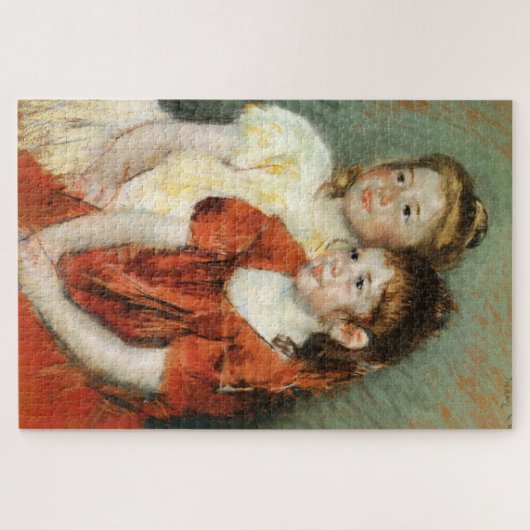 Zwei lächelnde junge Mädchen (von Mary Cassatt) Puzzle (Horizontal)