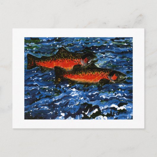 Zwei Lachse Postkarte (Vorderseite)