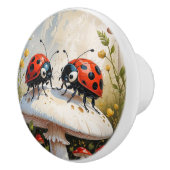 Zwei Ladybugs auf einem Pilz Keramikknauf (Rechts)