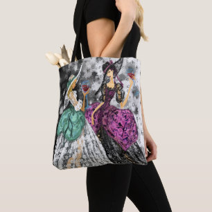 Zwei Ladys in Spitzenkleidern Totbeutel Tasche