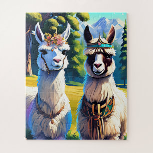 Zwei Lamas stehen nebeneinander Puzzle