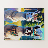 Zwei Lamas stehen nebeneinander Puzzle (Horizontal)