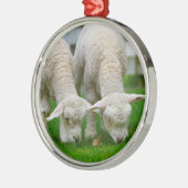 Zwei Lämmer Weiden Silbernes Ornament (Links)