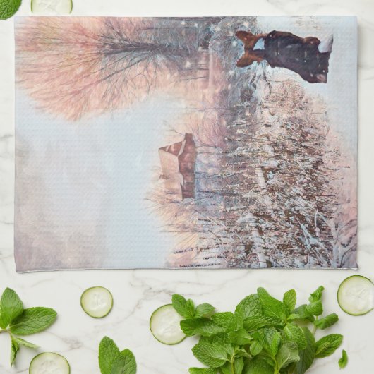 Zwei Länder walisische Corgis im Schnee Geschirrtuch (Gefaltet)