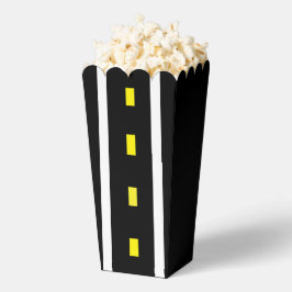Zwei Lane Road Popcorn Box (schwarz, weiß und gelb Geschenkschachtel