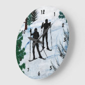 Zwei Langläufer im Schneeballplatz Große Wanduhr (Winkel)