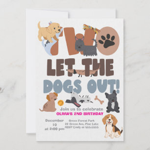 Zwei Lass die Hunde raus Geburtstag Einladung