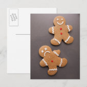 Zwei Lebkuchenmänner auf grau Postkarte (Vorne/Hinten)