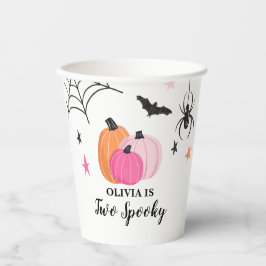 Zwei leckere Halloween PINK Pumpkins Geburtstagspa Pappbecher