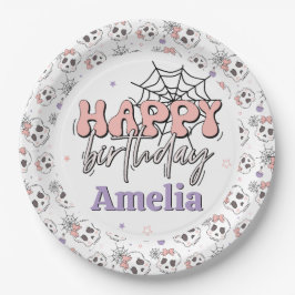 Zwei leckere Niedliche rosa Halloween glücklicher  Pappteller