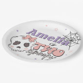 Zwei leckere Niedliche rosa Halloween glücklicher  Pappteller (Schrägansicht)