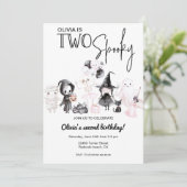 Zwei leckere rosa halloween Einladung 2. Geburtsta (Stehend Vorderseite)