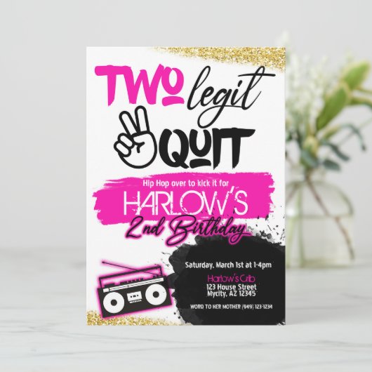 Zwei legendäre Hip Hop-Einladung für Mädchen Einladung (Stehend Vorderseite)