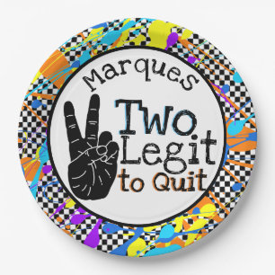 Zwei Legit to Quit Retro 2. GeburtstagsHip Hop Pappteller