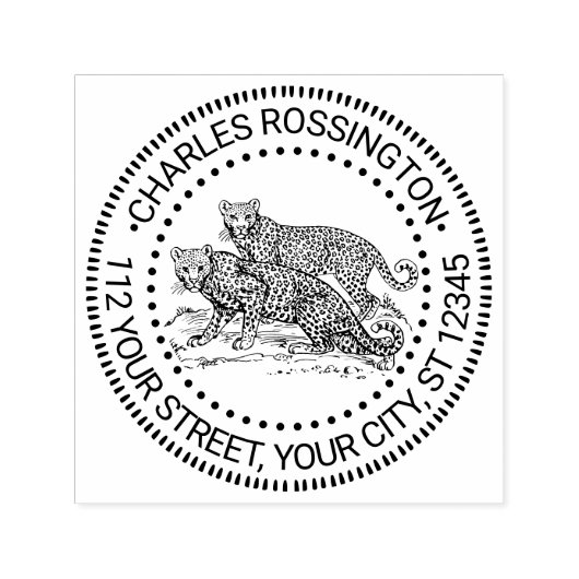 Zwei Leopards Stehend Name Rücksendeadresse Permastempel (Design)