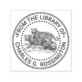 Zwei Leopards Stehender Bibliotheksname Permastempel (Design)