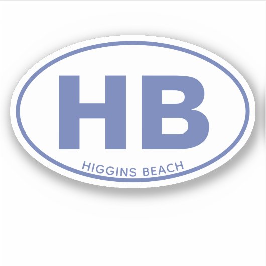 Zwei Letter Beach Oval Blue Custom Die Cut Aufkleber (Vorderseite)