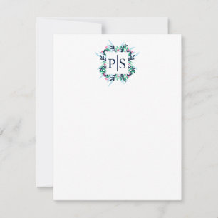 Zwei Letter Floral Monogram Personalisiert Station Mitteilungskarte