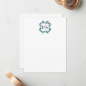Zwei Letter Floral Monogram Personalisiert Station Mitteilungskarte (Vorderseite/Rückseite Beispiel)