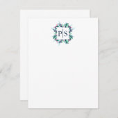 Zwei Letter Floral Monogram Personalisiert Station Mitteilungskarte (Vorne/Hinten)