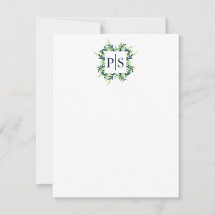 Zwei Letter Floral Monogram Personalisiert Station Mitteilungskarte