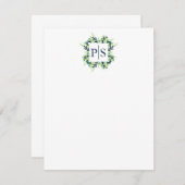 Zwei Letter Floral Monogram Personalisiert Station Mitteilungskarte (Vorne/Hinten)