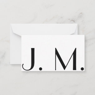 Zwei Letter Monogram Moderner Schwarz-weißer Minim Mitteilungskarte