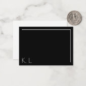 Zwei Letter White Black Modern Minimalistisch stil Mitteilungskarte (Vorderseite/Rückseite Beispiel)