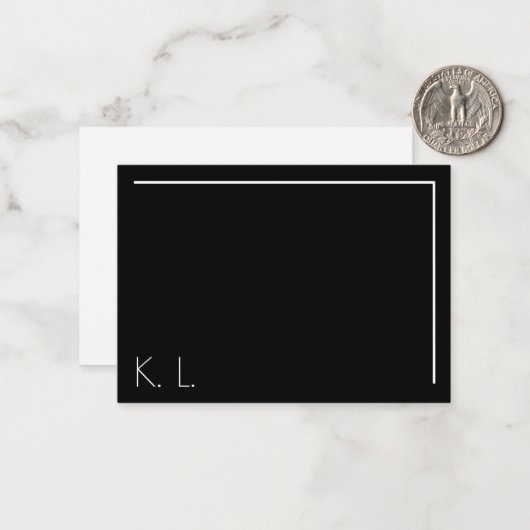 Zwei Letter White Black Modern Minimalistisch stil Mitteilungskarte (Vorderseite/Rückseite Beispiel)