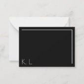 Zwei Letter White Black Modern Minimalistisch stil Mitteilungskarte (Vorderseite)