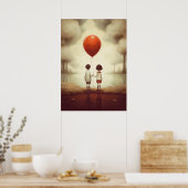 Zwei Leute halten Hände mit einem roten Ballon Poster (Küche)