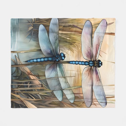 Zwei Libellen in den Schilden Fleecedecke (Vorderseite (Horizontal))