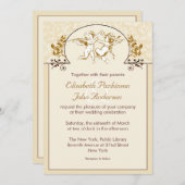 zwei Liebe Engel Vintage Hochzeit Einladung (Vorne/Hinten)