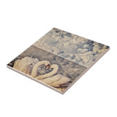 Zwei Lieben Schwäne Vollmondwolken | Fliese (Seite)