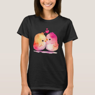Zwei liebende Küken im Liebesherz zum Valentinstag T-Shirt