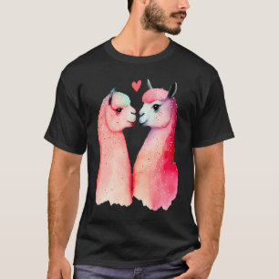 Zwei liebende Lamas in Liebesherz Valentinstag Al T-Shirt