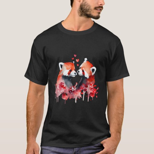 Zwei liebende Red Pandas in Liebe ist er Red Panda T-Shirt (Vorderseite)
