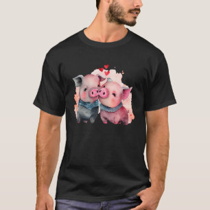 Zwei liebende Schweine in der Liebe Herz Valentins T-Shirt
