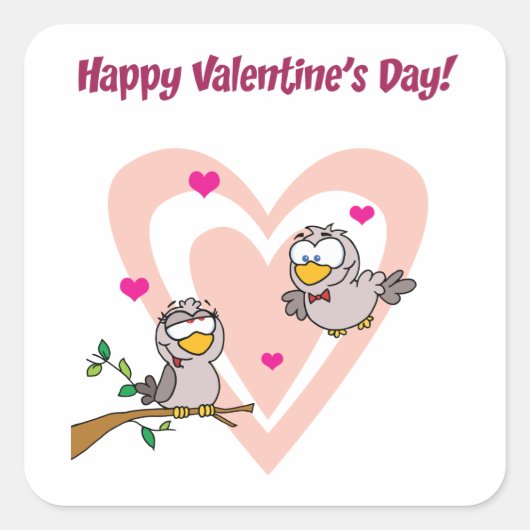 Zwei liebende Vögel Quadratischer Aufkleber (Vorderseite)