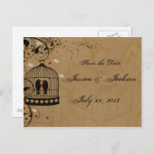 Zwei liebende Vögel Save the Date Postkarte (Vorne/Hinten)