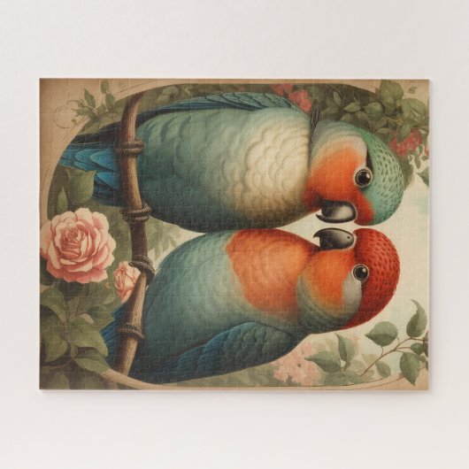 Zwei liebende Vögel Vintag Puzzle (Horizontal)