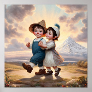 Zwei liebenswerte Vintage-Munchkins beim Tanzen Poster