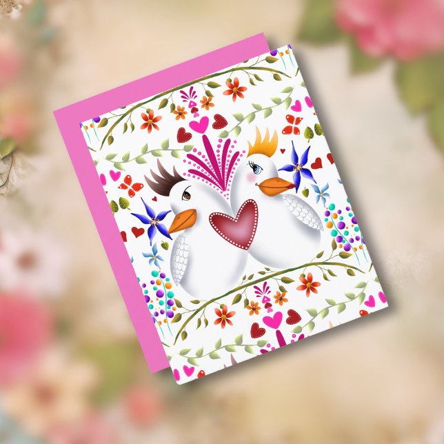 Zwei Liebesvögel Herz Blume Valentinstag (Von Creator hochgeladen)
