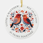 Zwei Liebesvögel Hochzeitstag Foto Keramik Ornament (Vorne)