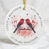 Zwei Liebesvögel Hochzeitstag Foto Keramik Ornament