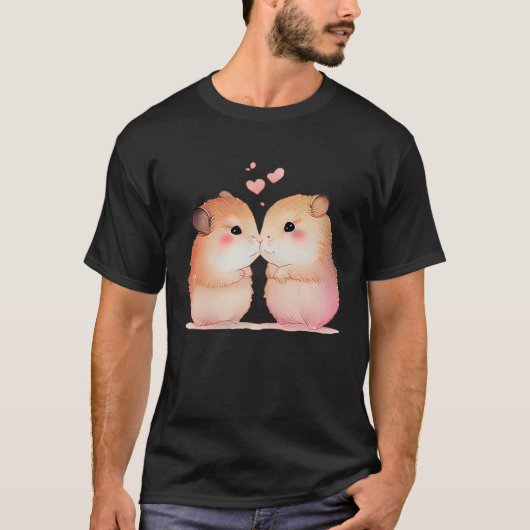 Zwei liebevolle Hamster in der Liebe Herz Valentin T-Shirt (Vorderseite)