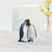 Zwei liebevolle Pinguine Karte (Gelbe Blume)
