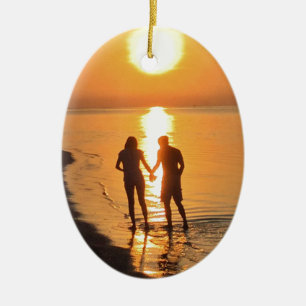 Zwei Liebhaber am Sonnenaufgang Keramik Ornament