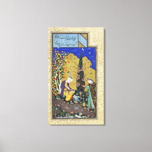 Zwei Liebhaber im blühenden Obstgarten Leinwanddruck (Vorderseite)