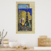 Zwei Liebhaber im blühenden Obstgarten Poster (Küche)